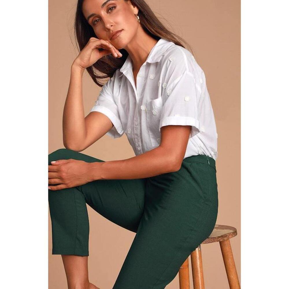 Lulus Kick It Forest Green High-waisted Trouser Pants - Size L
